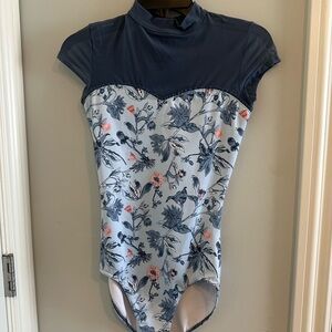 Mirella Blue Floral Leotard size ML